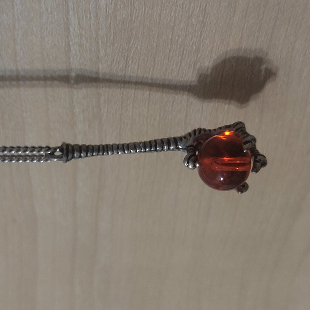 Necklace Charm | Silver Claw | Red Orb